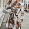 * Clothing | Flash Sale Camisa Apricot & White Plaid Button-Up Shacket Women