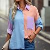 * Clothing | Deals Camisa Blue & Orange Color Block Long-Sleeve Button-Up Women