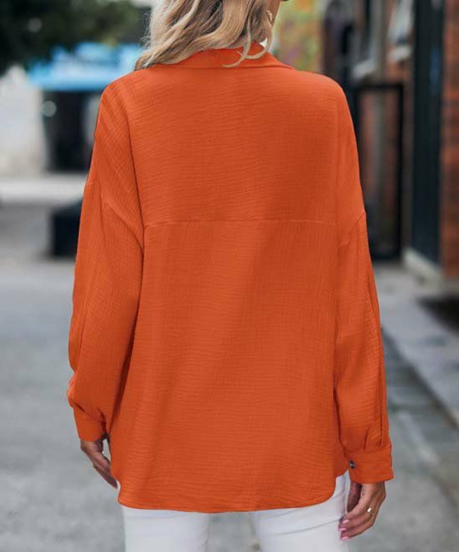 * Clothing | Best Sale Camisa Orange Button-Up Women