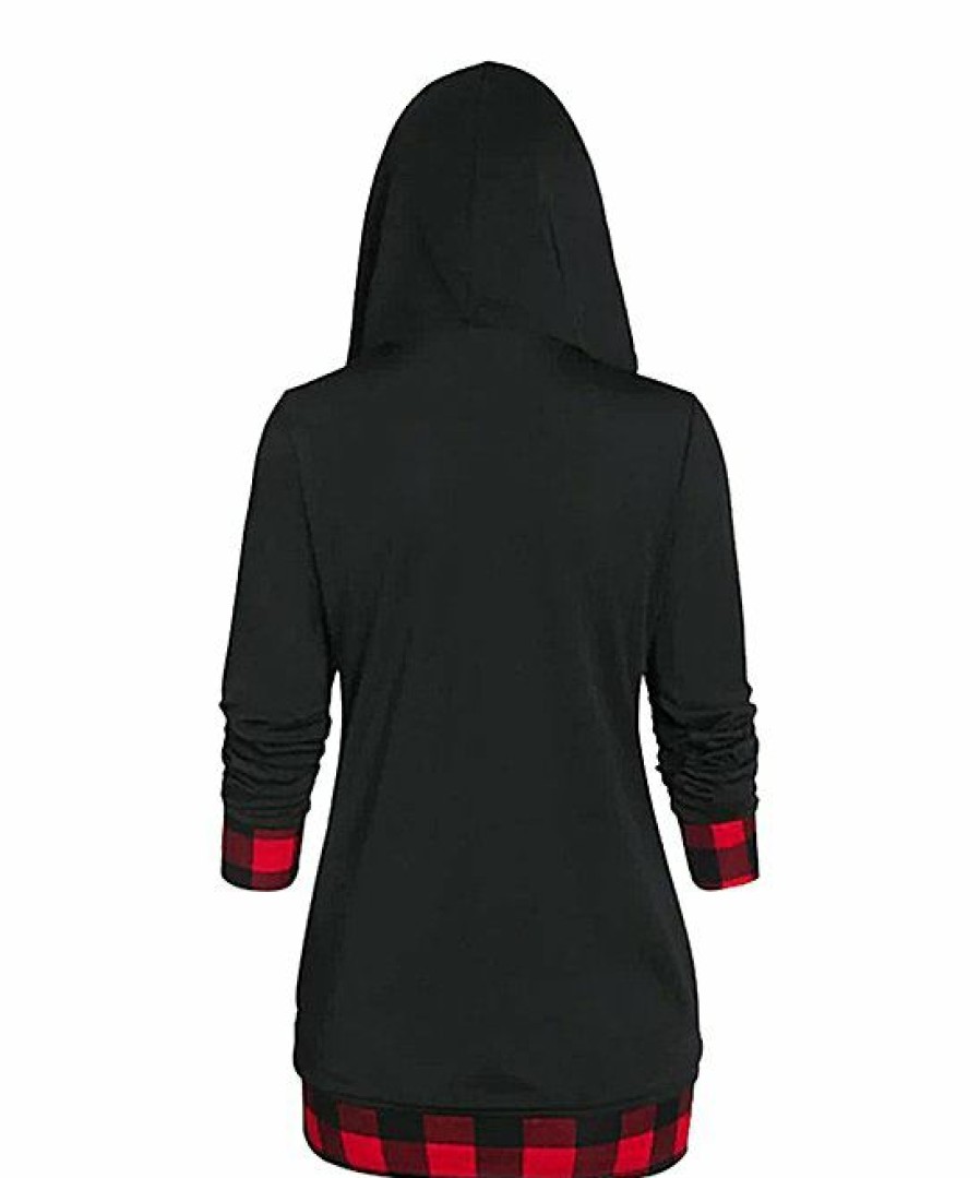 * Clothing | Brand New Camisa Black Plaid Cowl Neck Hoodie Women