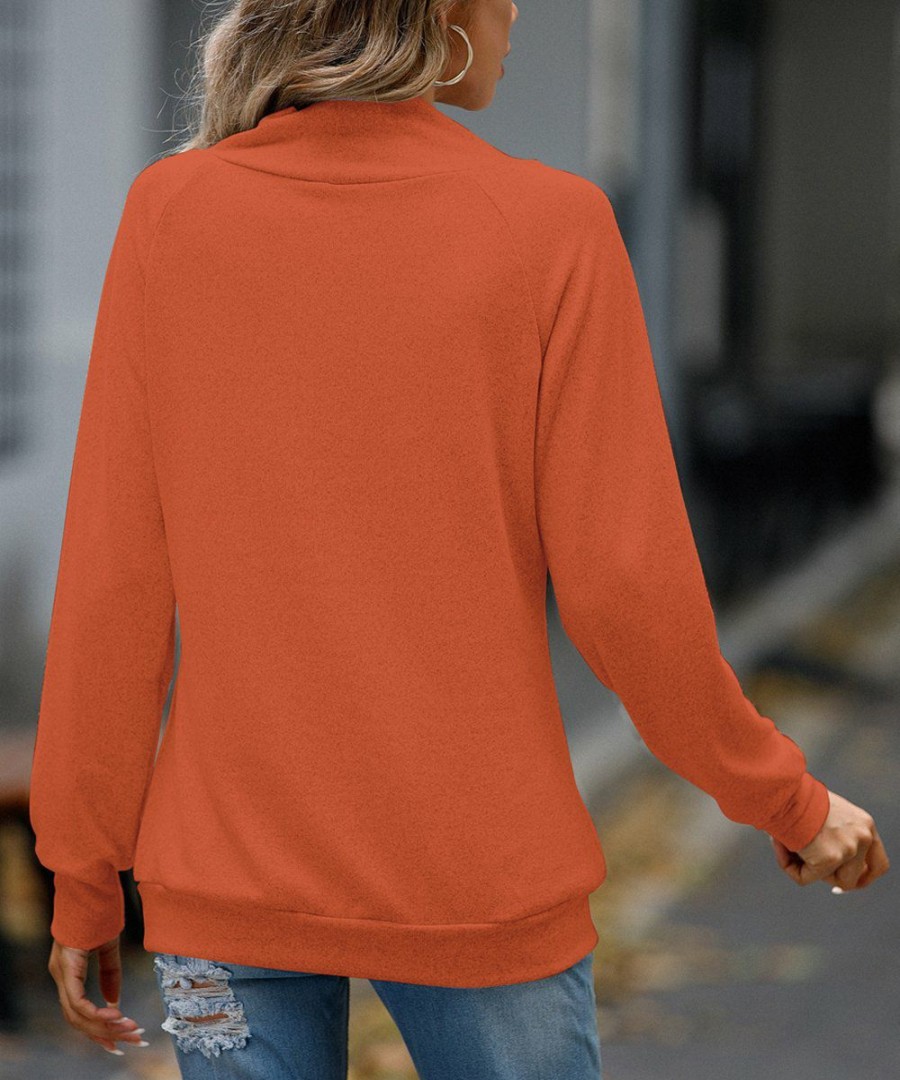 * Clothing | Deals Camisa Orange V-Neck Top Women