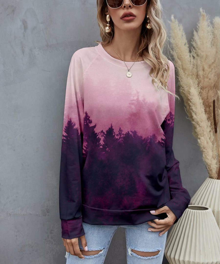 * Clothing | Discount Camisa Purple Trees Crewneck Top Women