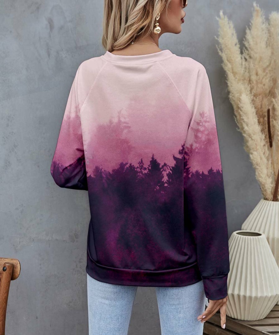 * Clothing | Discount Camisa Purple Trees Crewneck Top Women