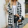 * Clothing | Deals Camisa Black & White Houndstooth Open Cardigan Women