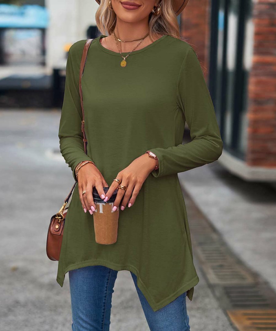 * Clothing | Top 10 Camisa Army Green Handkerchief Tunic Women