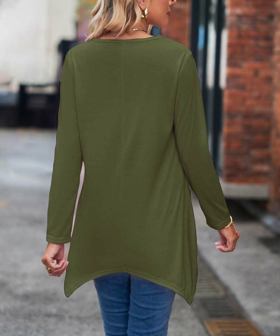 * Clothing | Top 10 Camisa Army Green Handkerchief Tunic Women