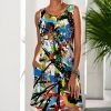 * Clothing | Flash Sale Camisa Black Multicolor Geometric Sleeveless Pocket Shift Dress Women