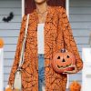 * Clothing | Best Sale Camisa Orange & Black Spiderweb Open Cardigan Women