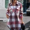 * Clothing | Flash Sale Camisa Pink & White Plaid Button-Up Shacket Women