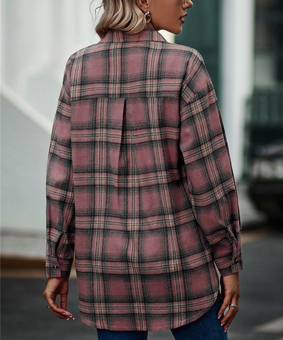 * Clothing | Best Reviews Of Camisa Pink Plaid Oversize Button-Up Women