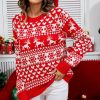 * Clothing | Best Sale Camisa Red & White Fair Isle Crewneck Sweater Women