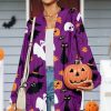 * Clothing | Budget Camisa Purple Ghost & Witch Hat Open Cardigan Women