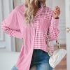 * Clothing | Wholesale Camisa Pink & White Plaid Button-Up Tunic Women