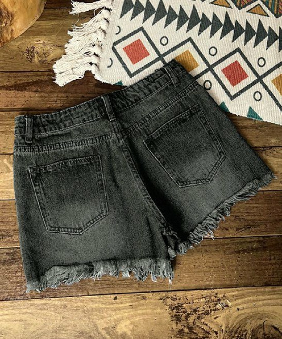 * Clothing | Brand New Camisa Black Distressed Denim Shorts Women