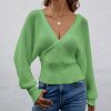 * Clothing | Promo Camisa Green Surplice Sweater Women