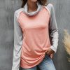 * Clothing | Deals Camisa Pink & White Cowl-Neck Raglan Top Women