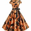 * Clothing | Buy Camisa Orange & Black Halloween Creatures Fit & Flare Dress Women