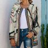 * Clothing | Coupon Camisa Khaki & Black Abstract Collarless Blazer Women