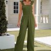 * Clothing | New Camisa Army Green Smocked Flutter-Sleeve Jumpsuit Women