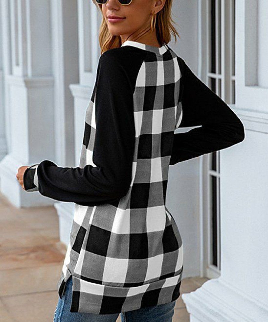 * Clothing | Top 10 Camisa White & Black Plaid Top Women