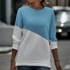 * Clothing | Cheapest Camisa Blue & White Color-Block Sweatshirt Women