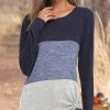 * Clothing | Promo Camisa Blue & Gray Color Block Long-Sleeve Boatneck Top Women