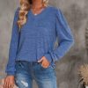 * Clothing | Best Pirce Camisa Blue V-Neck Top Women