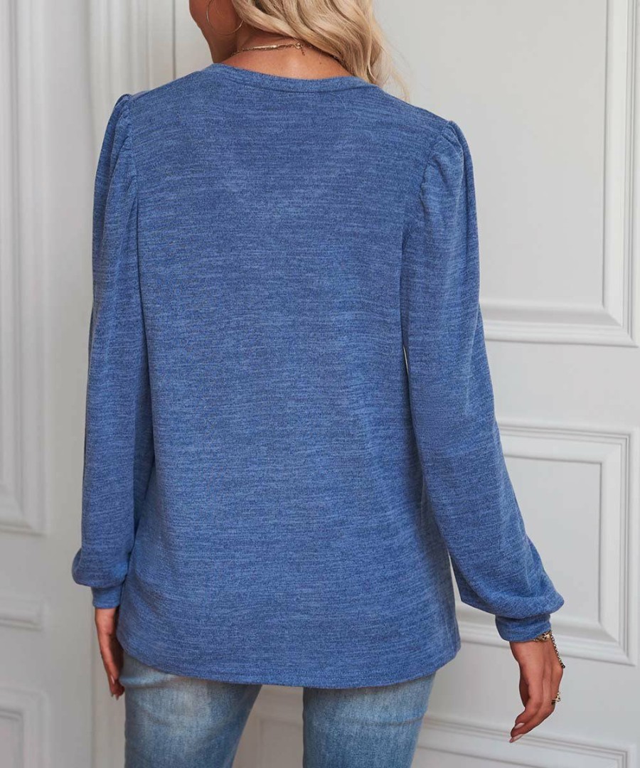 * Clothing | Best Pirce Camisa Blue V-Neck Top Women