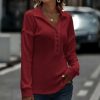 * Clothing | Best Sale Camisa Wine Button-Front Collared Top Women