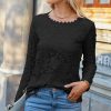 * Clothing | Coupon Camisa Black Lace-Overlay Boatneck Long-Sleeve Top Women