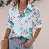 * Clothing | Flash Sale Camisa White Floral Button-Up Blouse Women