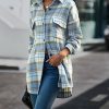 * Clothing | Best Sale Camisa Blue Plaid Pocket Longline Shacket Women