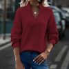 * Clothing | Cheap Camisa Wine Ribbed Quarter-Zip Sweater Women