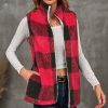 * Clothing | Best Deal Camisa Red Plaid Zip Vest Women