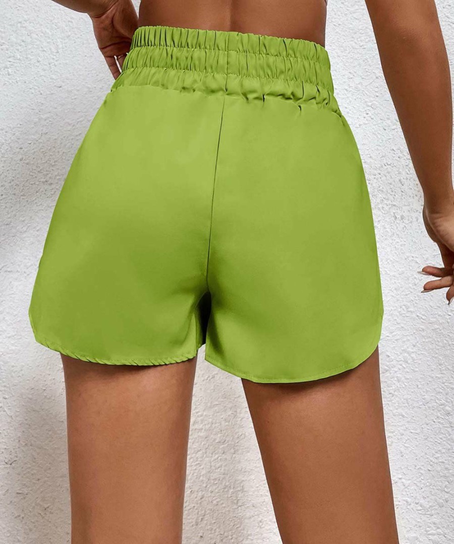 * Clothing | Wholesale Camisa Lawn Green Elastic-Waist High-Rise Shorts Women