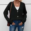 * Clothing | Best Deal Camisa Black Diamond-Knit Button-Up V-Neck Cardigan Women