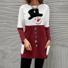 * Clothing | Coupon Camisa Wine Snowman Color Block Long-Sleeve Pocket Tunic Women