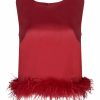 * Clothing | Wholesale Camisa Red Fluff-Trim Sleeveless Top Women