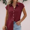 * Clothing | Buy Camisa Wine Button-Up Short-Sleeve Blouse Women