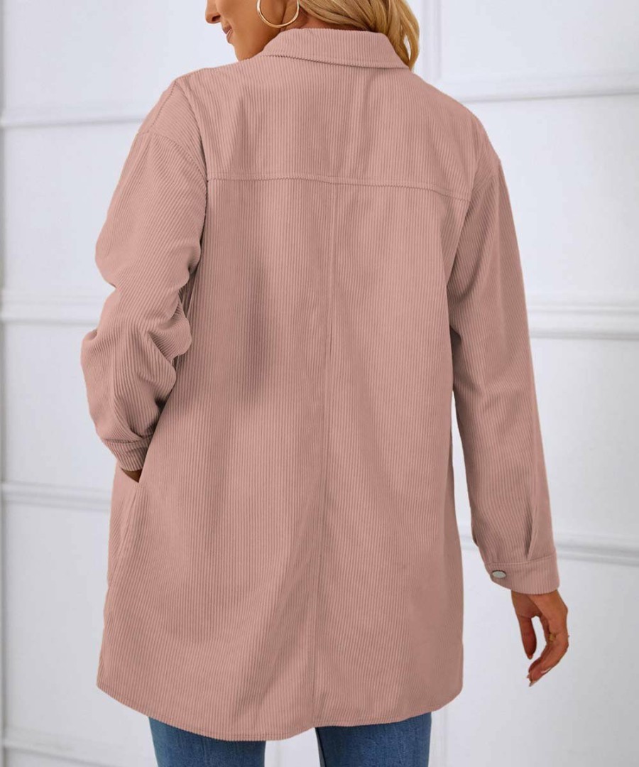 * Clothing | Flash Sale Camisa Pink Corduroy Button-Up Shacket Women