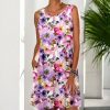 * Clothing | Best Deal Camisa Purple Floral Sleeveless Pocket Dress Women