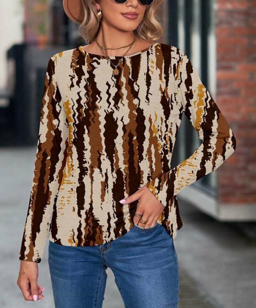 * Other | Flash Sale Camisa Khaki Squiggle Lace-Panel Long-Sleeve Tee Women