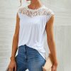 * Clothing | Deals Camisa White Lace-Yoke Cap-Sleeve Top Women