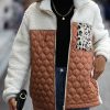 * Clothing | Deals Camisa Coffee & Cream Color Block Leopard Quilted Fleece Full-Zip Jacket Women