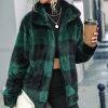 * Clothing | Coupon Camisa Green & Black Plaid Zip-Up Jacket Women