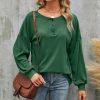 * Clothing | Wholesale Camisa Green Drop-Shoulder Button-Front Top Women