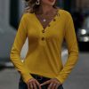 * Clothing | Cheap Camisa Yellow Button-Trim V-Neck Top Women